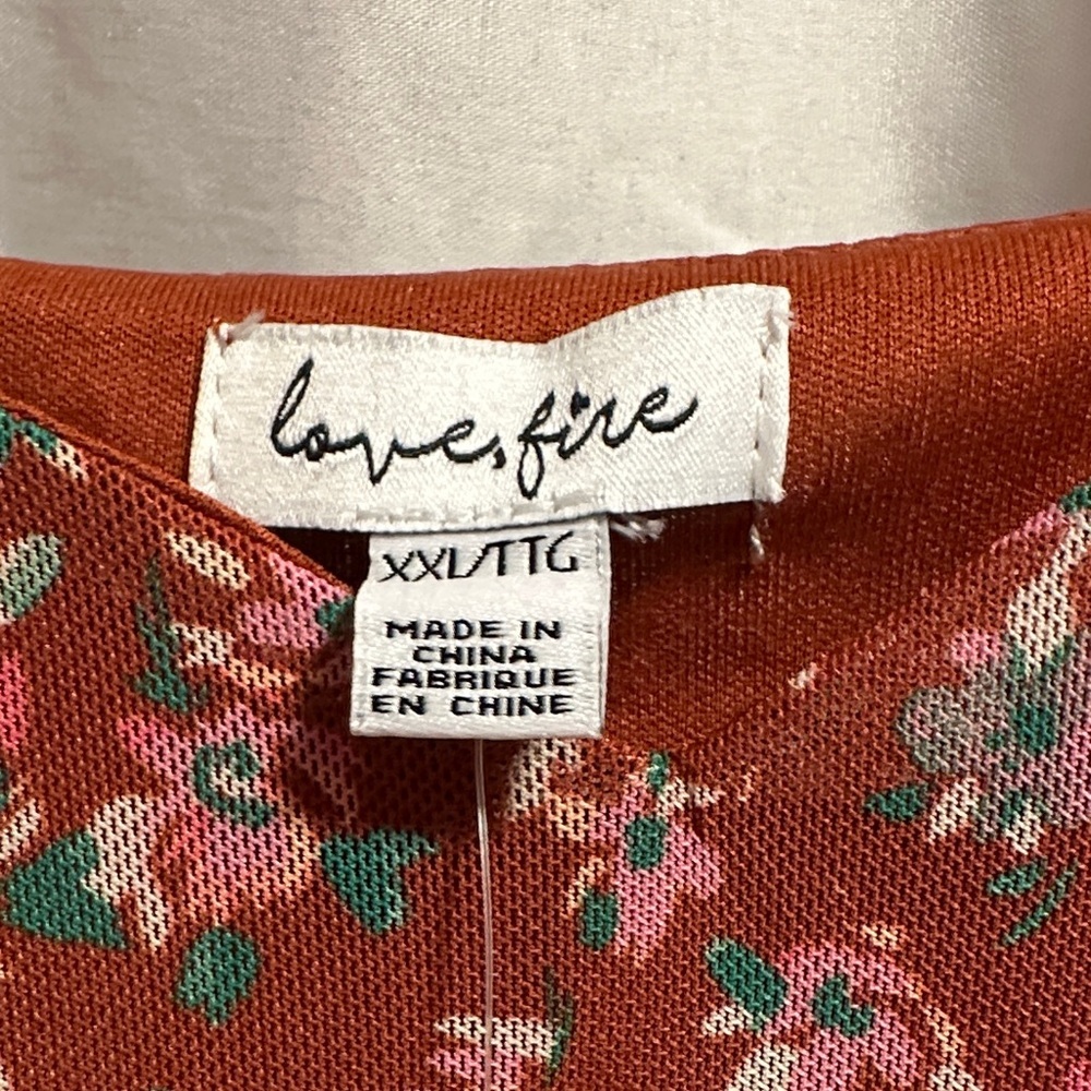 love, Fire Red Floral Mini Dress - Picture 2 of 6